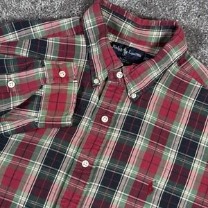 Ralph Lauren Shirt Men's XXL Blake Red Green Plaid Flannel Button Down Up *READ*